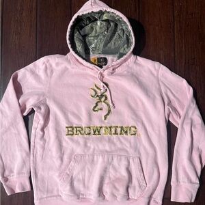 Browning Light Pink Hoodie with Camo Interior